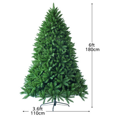 Costway 6FT Unlit Spruce Christmas Tree Premium PVC Hinged w/Foldable Metal Stand Xmas