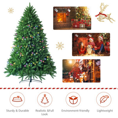 Costway 6FT Unlit Spruce Christmas Tree Premium PVC Hinged w/Foldable Metal Stand Xmas - 3
