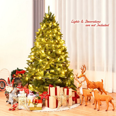 Costway 6FT Unlit Spruce Christmas Tree Premium PVC Hinged w/Foldable Metal Stand Xmas - 9
