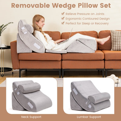 Costway Bed Wedge Pillow Adjustable Memory Foam Reading Sleep Back
