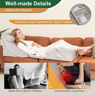 Costway 6PCS Bed Wedge Pillow Set Orthopedic Adjustable Foam Pillow for Pain Relief - 3