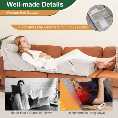 Costway 6PCS Bed Wedge Pillow Set Orthopedic Adjustable Foam Pillow for Pain Relief