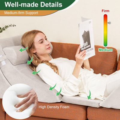 Costway 6PCS Bed Wedge Pillow Set Orthopedic Adjustable Foam Pillow for Pain Relief - 6