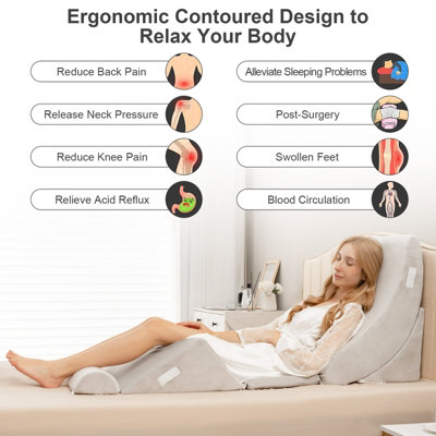 Costway 6PCS Bed Wedge Pillow Set Orthopedic Adjustable Foam Pillow for Pain Relief - 7