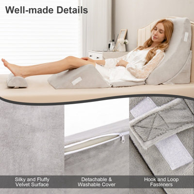 Costway 6PCS Bed Wedge Pillow Set Orthopedic Adjustable Foam Pillow for Pain Relief - 9