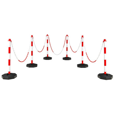 Costway 6PCS Chain Posts Outdoor Stanchion Stands with 150CM Link Chain ...