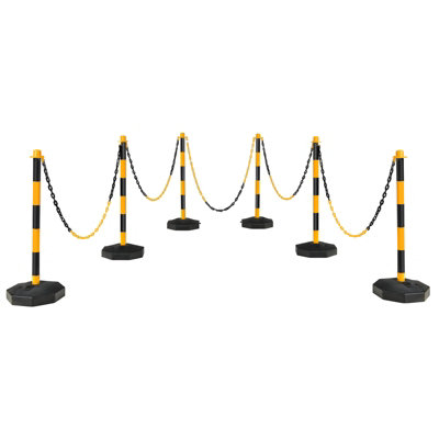 Costway 6PCS Chain Posts Outdoor Stanchion Stands with 150CM Link Chain ...