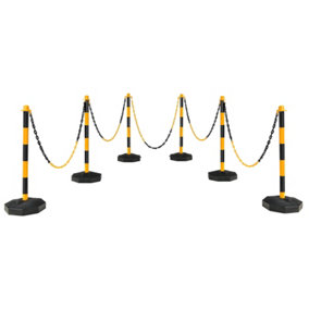 Costway 6PCS Chain Posts Outdoor Stanchion Stands with 150CM Link Chain & Fillable Base