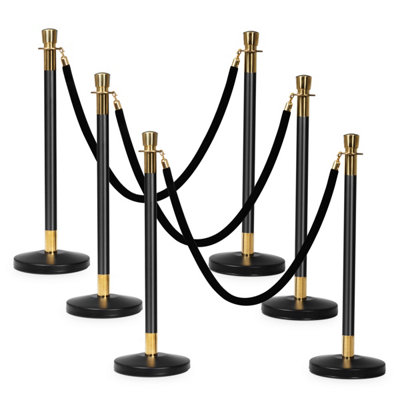 Costway 6Pcs Stainless Steel Stanchions with 150cm Red Velvet Rope