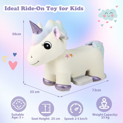 Costway 6V Electric Animal Ride On Toy Kids Plush Ride On Toy with Anti slip Handlebars