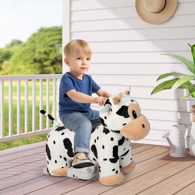Costway 6V Electric Animal Ride On Toy Kids Plush Ride On Toy with Anti-slip Handlebars