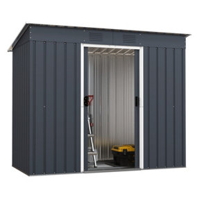 Costway 7.1 x 3.6FT Outdoor Storage Shed Large Organizer House Galvanized Steel Base