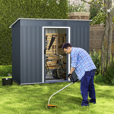 Costway 7.1 x 3.6FT Outdoor Storage Shed Large Organizer House Galvanized Steel Base - 4