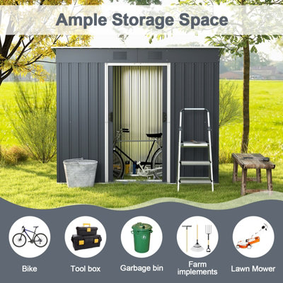 Costway 7.1 x 3.6FT Outdoor Storage Shed Large Organizer House Galvanized Steel Base - 5