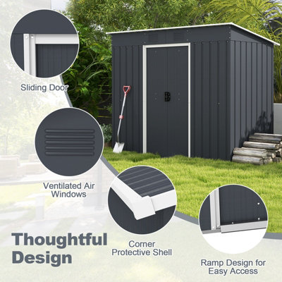 Costway 7.1 x 3.6FT Outdoor Storage Shed Large Organizer House Galvanized Steel Base - 9