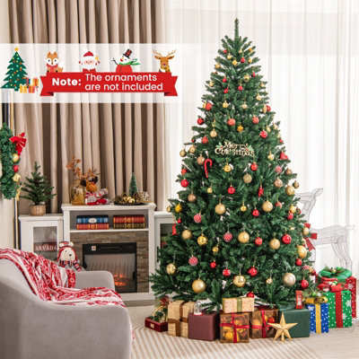 Costway 7.5FT Artificial Christmas Tree Hinged Xmas Full Tree W/ 2254 Lush Branch Tips - 3
