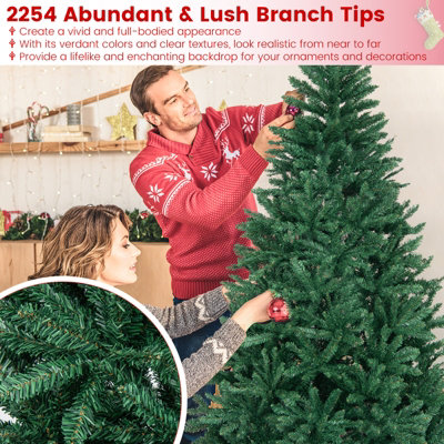 Costway 7.5FT Artificial Christmas Tree Hinged Xmas Full Tree W/ 2254 Lush Branch Tips - 5