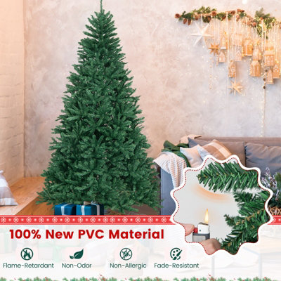Costway 7.5FT Artificial Christmas Tree Hinged Xmas Full Tree W/ 2254 Lush Branch Tips - 6