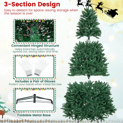 Costway 7.5FT Artificial Christmas Tree Hinged Xmas Full Tree W/ 2254 Lush Branch Tips - 7