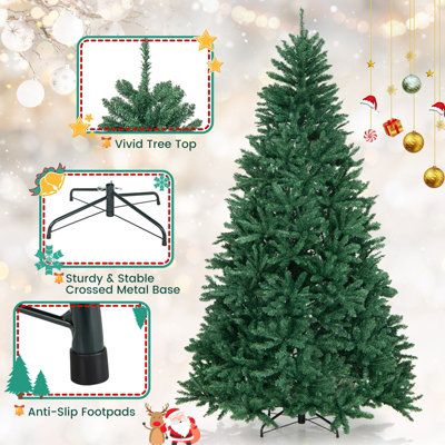 Costway 7.5FT Artificial Christmas Tree Hinged Xmas Full Tree W/ 2254 Lush Branch Tips - 9