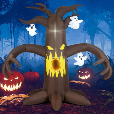 COSTWAY 7.8 Ft Halloween Inflatables Scary Dead Tree Halloween Decoration