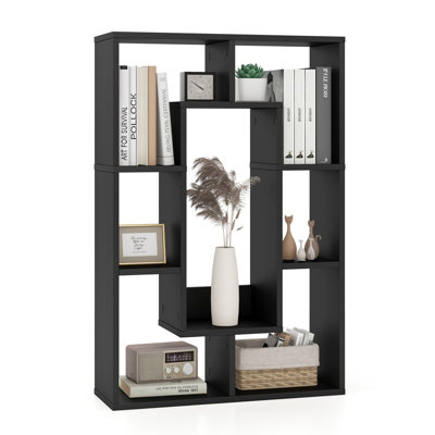 Costway 7-Cube Bookcase Wooden Storage Geometric Bookshelf Corner Decorative Display Shelf - 3