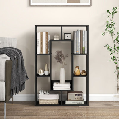 Costway 7-Cube Bookcase Wooden Storage Geometric Bookshelf Corner Decorative Display Shelf - 4
