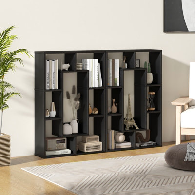 Costway 7-Cube Bookcase Wooden Storage Geometric Bookshelf Corner Decorative Display Shelf - 5