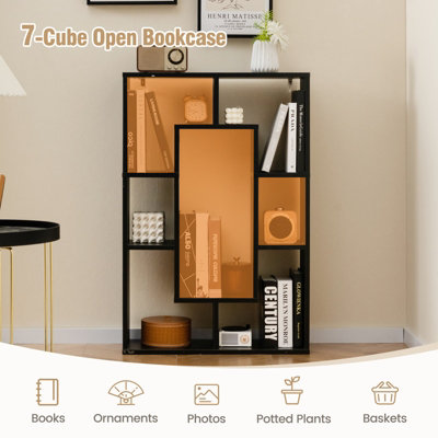 Costway 7-Cube Bookcase Wooden Storage Geometric Bookshelf Corner Decorative Display Shelf - 6