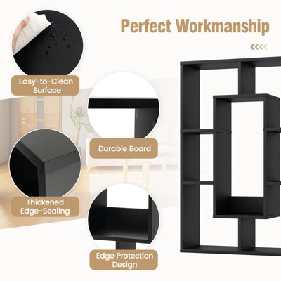 Costway 7-Cube Bookcase Wooden Storage Geometric Bookshelf Corner Decorative Display Shelf - 7