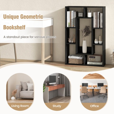 Costway 7-Cube Bookcase Wooden Storage Geometric Bookshelf Corner Decorative Display Shelf - 9