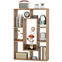 Costway 7-Cube Bookcase Wooden Storage Geometric Bookshelf Corner Decorative Display Shelf