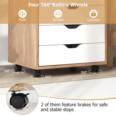 7-Drawer Chest, MDF Storage Dresser Cabinet with Wheels outlets RT