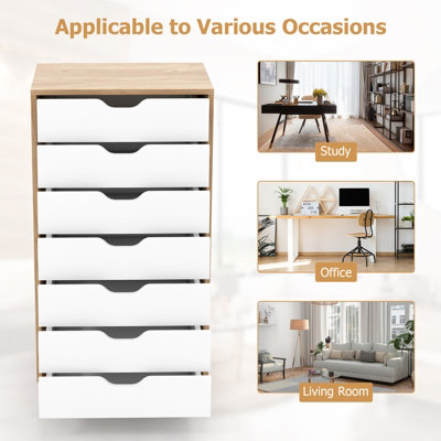 White 7-Drawer Mobile Storage Dresser On Wheels – Modern, Freestanding Organizer