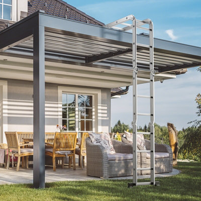 Costway 7-in-1 Folding Aluminum Ladder Multi-Purpose Extension Ladder Anti-Skid Pedal - 5