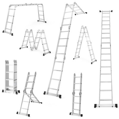 Costway 7-in-1 Folding Ladder Lightweight 4.6M Extension Aluminum Alloy Ladder