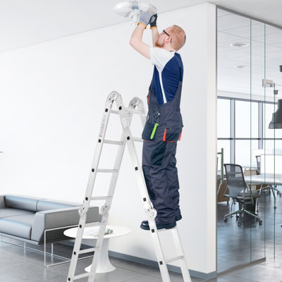 Costway 7-in-1 Folding Ladder Lightweight 4.6M Extension Aluminum Alloy Ladder - 3
