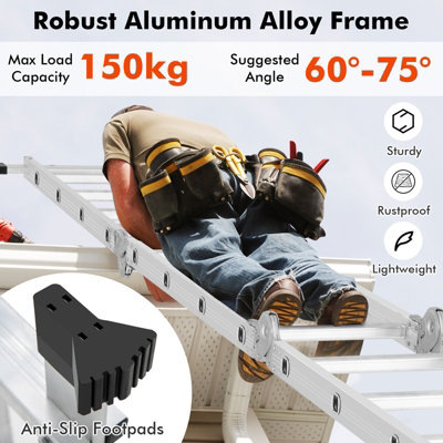 Costway 7-in-1 Folding Ladder Lightweight 4.6M Extension Aluminum Alloy Ladder - 5