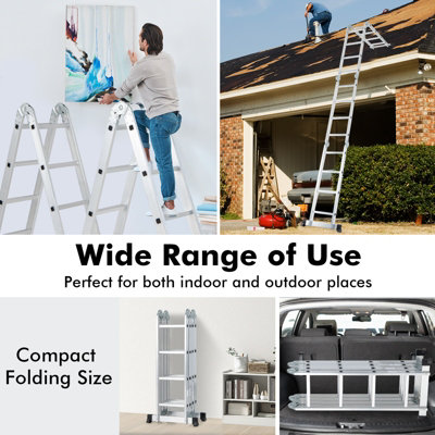 Costway 7-in-1 Folding Ladder Lightweight 4.6M Extension Aluminum Alloy Ladder - 8