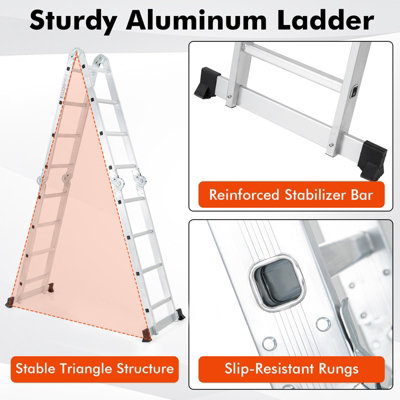 Costway 7-in-1 Folding Ladder Lightweight 4.6M Extension Aluminum Alloy Ladder - 9