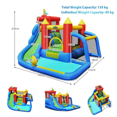 Costway 7-In-1 Inflatable Water Slide Jumping Bouncy Castle House Splash Pool Climbing - 3