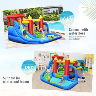 Costway 7-In-1 Inflatable Water Slide Jumping Bouncy Castle House Splash Pool Climbing - 4