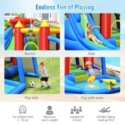 Costway 7-In-1 Inflatable Water Slide Jumping Bouncy Castle House Splash Pool Climbing - 7