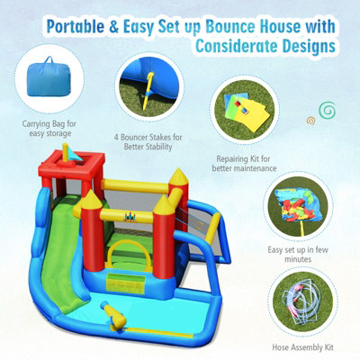 Costway 7-In-1 Inflatable Water Slide Jumping Bouncy Castle House Splash Pool Climbing - 8