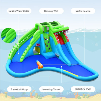 Costway 7-In-1 Inflatable Water Slide Jumping Bouncy Castle House with 780W Air Blower - 4