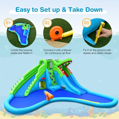 Costway 7-In-1 Inflatable Water Slide Jumping Bouncy Castle House with 780W Air Blower - 8