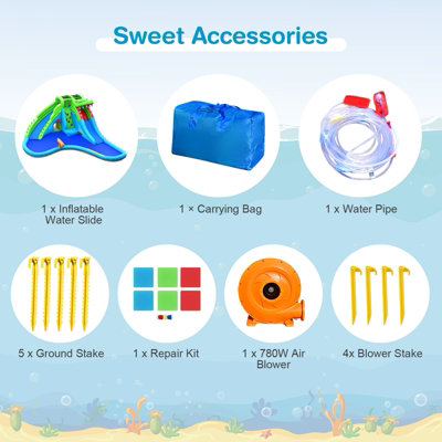 Costway 7-In-1 Inflatable Water Slide Jumping Bouncy Castle House with 780W Air Blower - 9