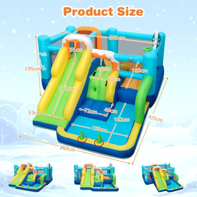 Costway 7-in-1 Jumbo Inflatable Bounce Castle Kids Jumping House w/ Long Slide