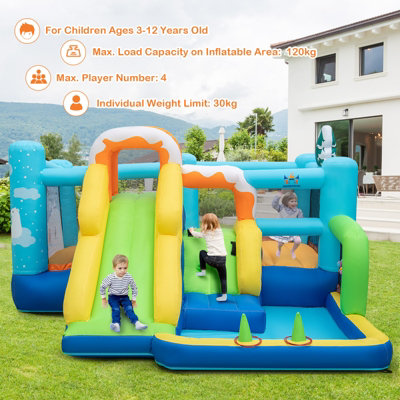 Costway 7-in-1 Jumbo Inflatable Bounce Castle Kids Jumping House w/ Long Slide - 3