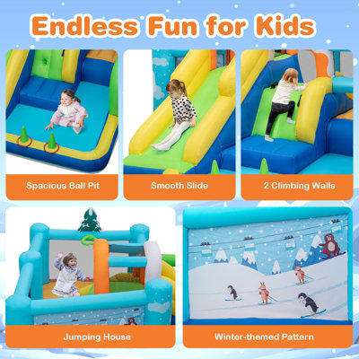 Costway 7-in-1 Jumbo Inflatable Bounce Castle Kids Jumping House w/ Long Slide - 4